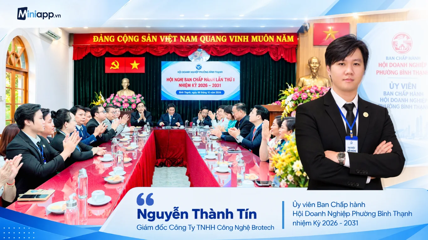 Hình ảnh ông Nguyễn Thành Tín ra mắt tại Đại hội Hội Doanh nghiệp phường Bình Thạnh nhiệm kỳ 2026 - 2031